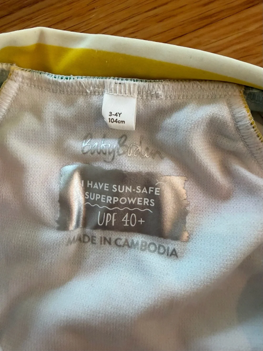 Baby Boden Yellow and White Striped Rash Guard